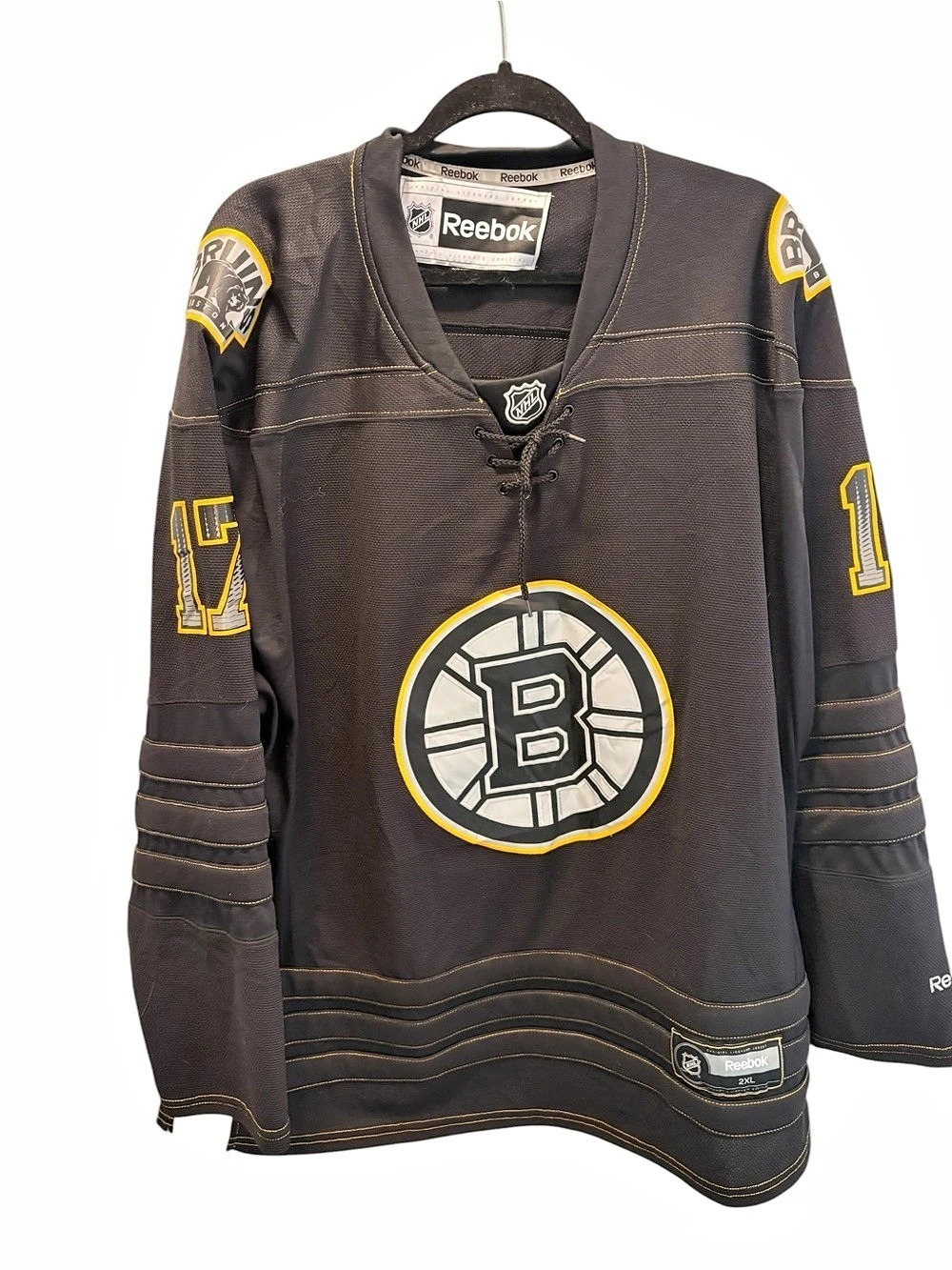 Reebok Boston Bruins Milan Lucic #17 Premier Alternate Jersey Black & Yellow